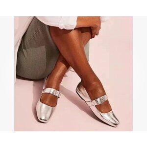 Dolce Vita Mellie Mary Jane Flats Women's 10 Silver Comfort Adjustable Strap